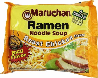 Ramen noodle soup, roast chicken