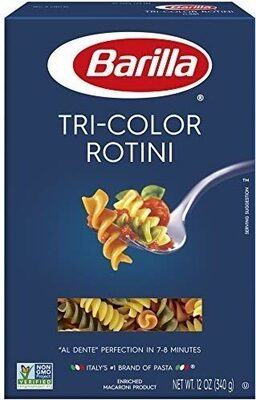Tri-color rotini, enriched macaroni product