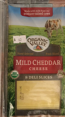 Organic valley, mild cheddar deli slices cheese
