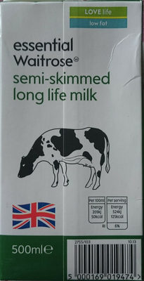essential Waitrose semi-skimmed long life milk