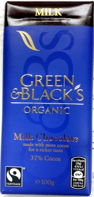 Green & black's organic chocolate bar milk chocolate