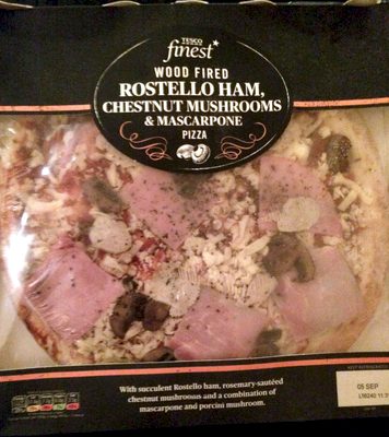 Rostello ham chestnut mushrooms & mascarpone pizza