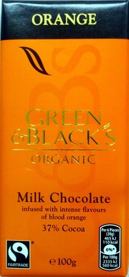Green & black's organic chocolate bar milk chocolate orange