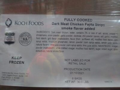 Fully Cooked Dark Meat Chicken Fajitas Strips