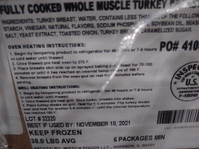 Fully Cooked Whole muscle Turkey Breast