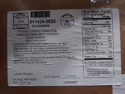 Boneless Skinless Dark Meat Chicken Fajita Strips