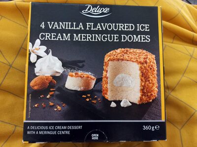 Vanilla flavoured ice cream meringue domes
