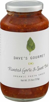 Organic roasted garlic and sweet basil pasta sauce