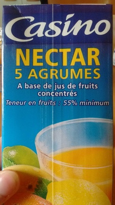 Nectar 5 agrumes à base de jus concentrés - Teneur en fruits : 55% minimum