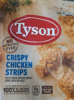 Crispy chicken strips fully cooked breaded breast