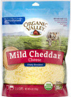 Organic valley, shredded cheddar cheese, mild