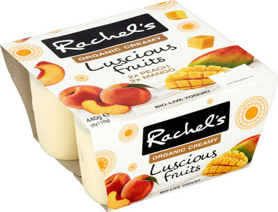 Rachel's Luscious Peach and Mango yogurts