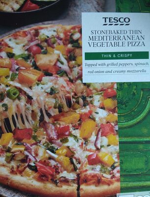 Stone baked Thin Mediterranean Vegetable Pizza