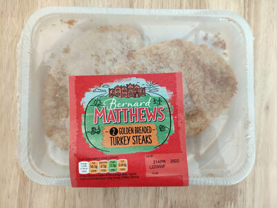 Golden breaded turkey steaks