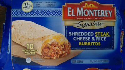El Monterey Shredded Steak, Cheese & Rice Burritos