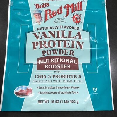 Vanilla protein powder nutritional booster with chia & probiotics sweetened with monk fruit