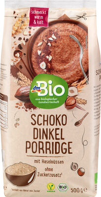 Bio Schoko Dinkel Porridge mit Haselnüssen