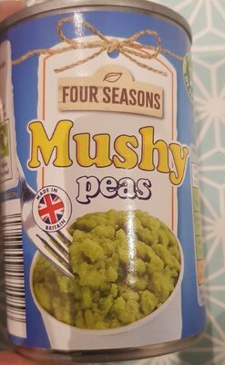 Processed mushy peas with sugar and salt