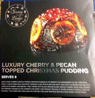 Luxury cherry & pecan topped christmas pudding