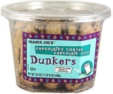 Chocolatey coated chocolate chip cookie dunkers