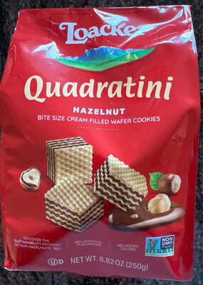 Quadratini hazelnut bite size wafer cookies, hazelnut