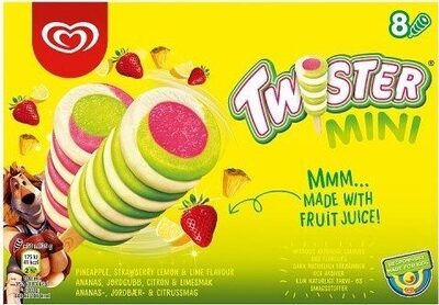 Mini Pineapple, Lemon-Lime and Strawberry Mini Ice Cream Lolly 8 x